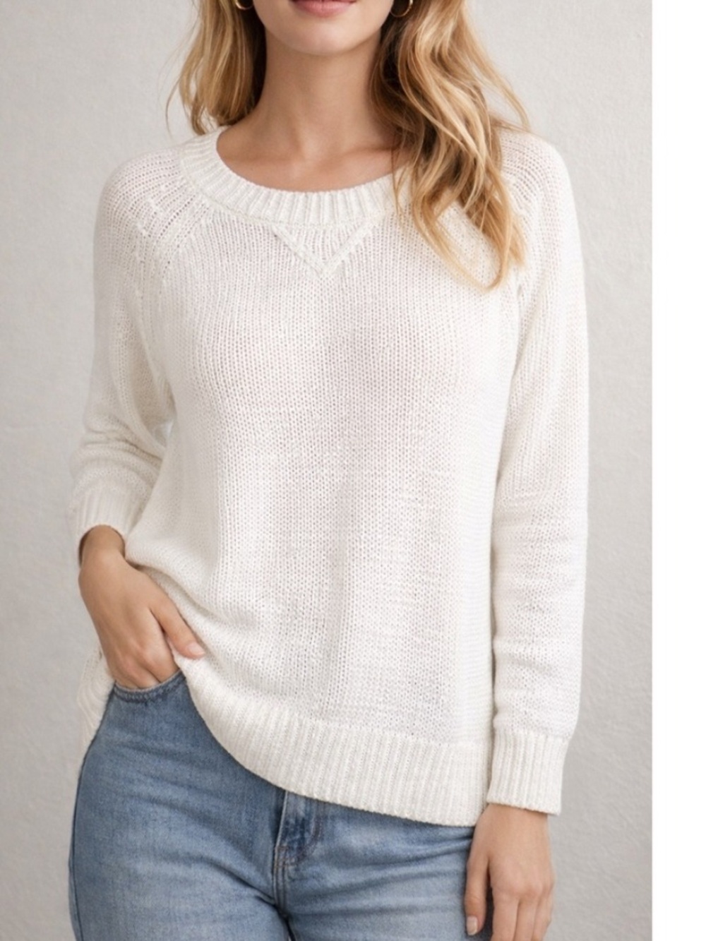 Banana Republic MILLY Collection Classic White Women's Cotton Sweater